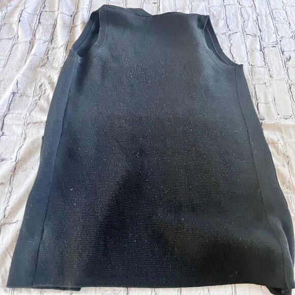 J. Crew Long Knit Vest-Jacket Wool Blend Black Cardigan Preppy Classic S Pockets - Picture 7 of 7